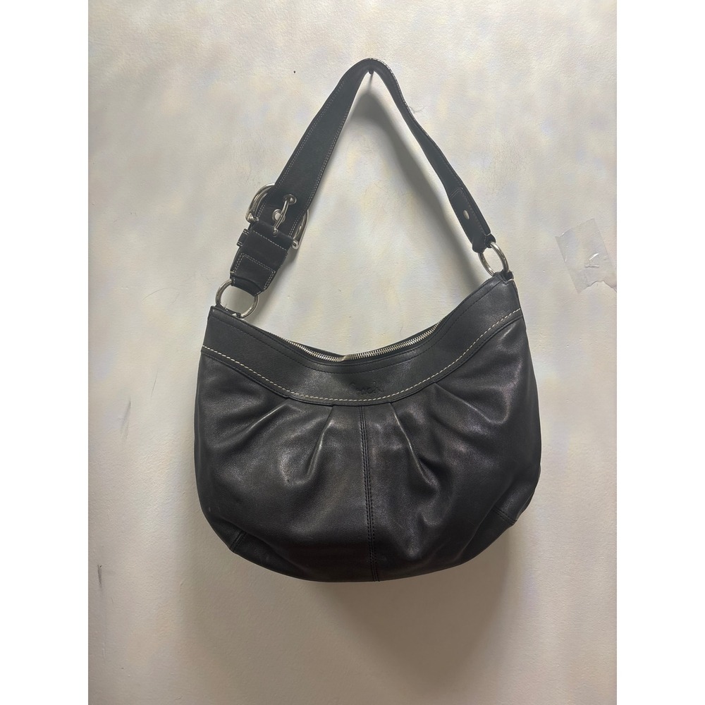 Coach Ergo Hobo Bag Women Large Black Excellent Pleated Leather Shoulder F13731